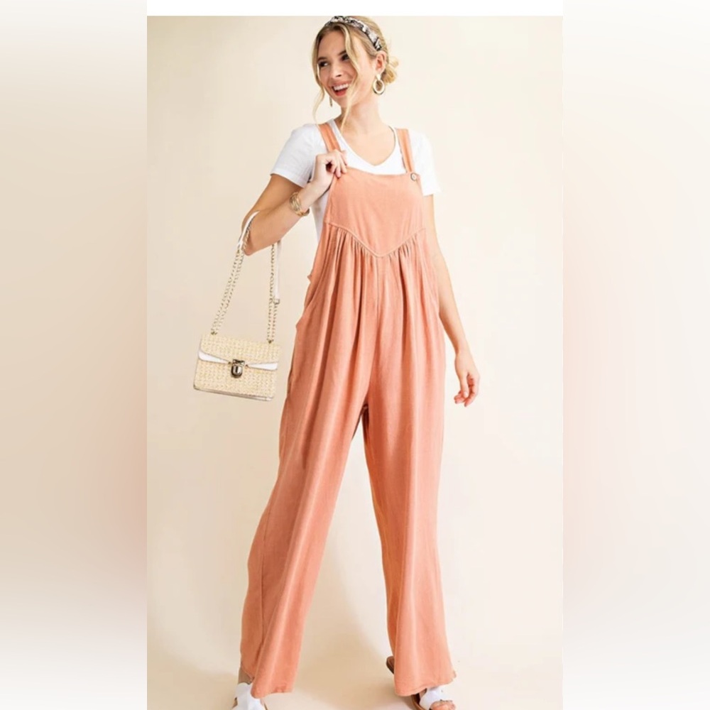 Kori Peachy Terracotta Wide-Leg Jumpsuit